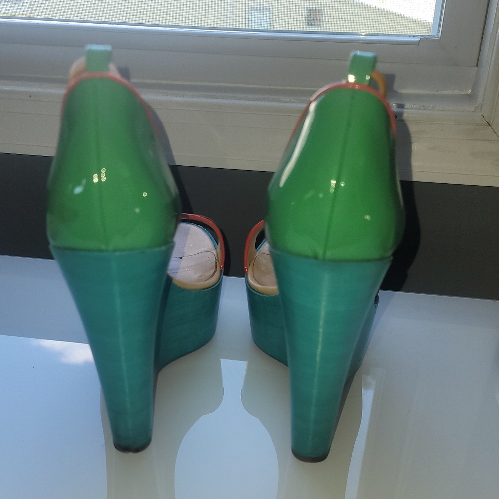 Christian Louboutin Color Block Wedge Sandals Siz… - image 4